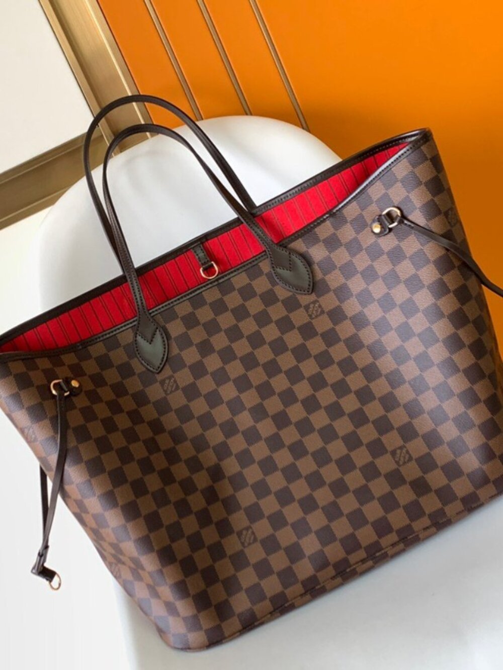 🌸 Louis Vuitton Neverfull MM Damier Ebene Cherry